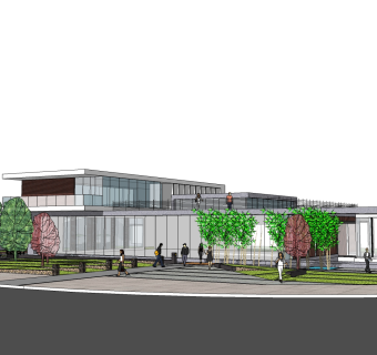 现代售楼处建筑方案草图大师模型，售楼部建筑sketchup模型免费下载