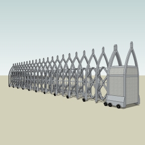 现代电动伸缩门草图大师模型，伸缩门su模型下载