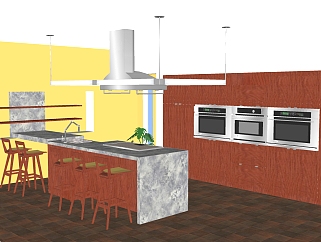 <em>现代厨房</em>柜免费su模型，厨房柜sketchup模型下载