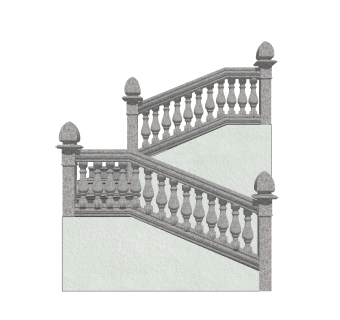 现代大理石双跑平行楼梯草图大师模型，sketchup模型免费下载