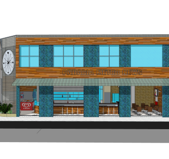现代店面草图大师模型，店面SKB文件下载