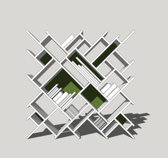 现代书架组合草图大师模型，书架组合sketchup模型下载