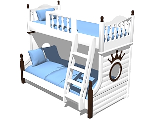 现代高低床铺草图大师模型，<em>儿童床</em>SU模型下载
