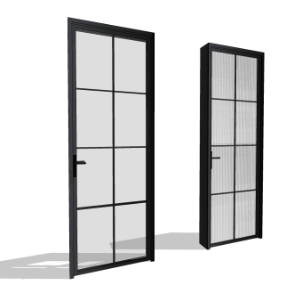 现代卫生间门厨房门长虹玻璃门平开玻璃门网红玻璃门SU模型