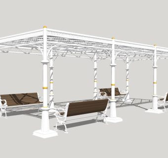 欧式造型廊架草图大师模型，造型廊架sketchup模型下载