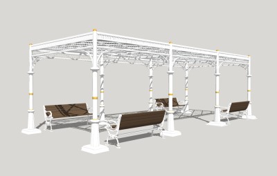 欧式造型廊架草图大师模型，造型廊架sketchup模型下载