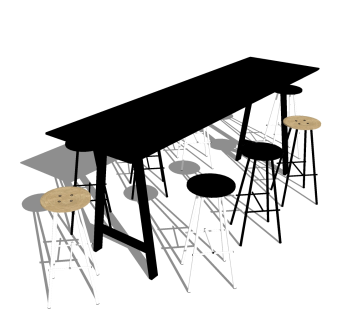 现代餐桌椅免费su模型，餐桌椅草图大师模型下载