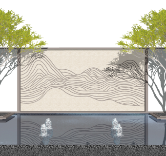 新中式景墙sketchup模型下载