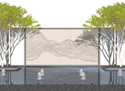 新中式景墙sketchup模型下载