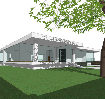 现代独栋别墅su模型免费下载，sketchup别墅草图大师模型