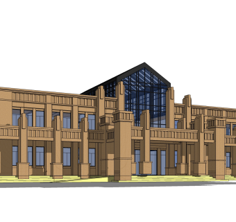 欧式新古典酒店草图大师模型，新古典酒店sketchup模型免费下载