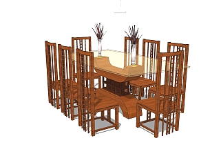 现代餐桌<em>椅su模型</em>，餐桌椅sketchup模型下载