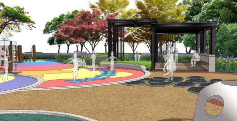 公园儿童活动场地su模型下载，游乐设施草图大师模型分享
