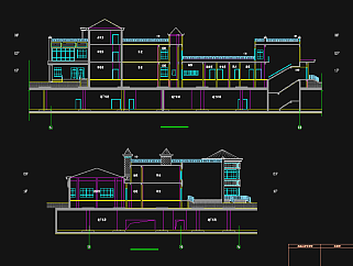 幼儿园教学楼建筑施工图，教学楼CAD施工图纸下载