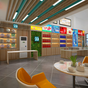 烟酒店施工图效果图CAD图纸，专卖店cad设计图纸下载