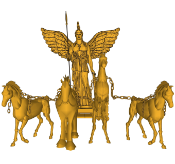欧式雅典娜女神战车雕塑su模型,摆件草图大师模型下载