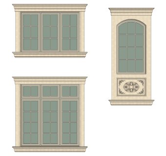 欧式窗草图大师模型,欧式窗SU模型下载