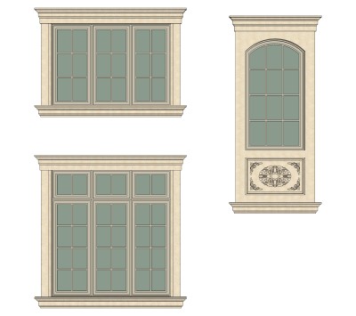 欧式窗草图大师模型,欧式窗SU模型下载