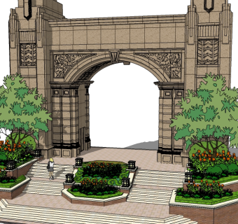 欧式入口大门SU模型下载，入口大门skb模型分享