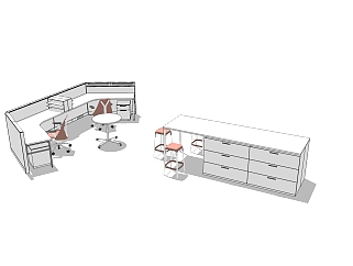 办公用品办公桌草图大师模型，办公桌sketchup模型，办公桌su素材下载