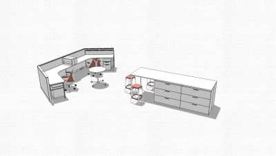 办公用品办公桌草图大师模型，办公桌sketchup模型，办公桌su素材下载