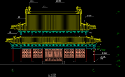 金殿建筑施工图纸，寺庙CAD建筑图纸下载