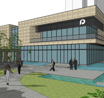 现代办公楼草图大师模型，办公楼sketchup模型免费下载