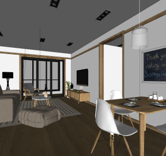 现代简约客厅免费su模型草图大师文件下载