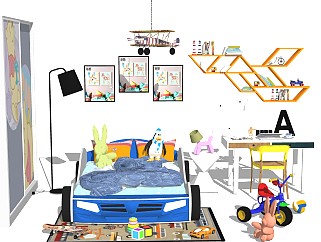 <em>现代儿童卧室</em>草图大师模型，<em>儿童</em>房su模型下载