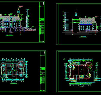 古城堡全套施工图，城堡CAD建筑图纸下载