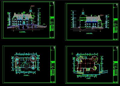 古城堡全套施工图，城堡CAD建筑图纸下载