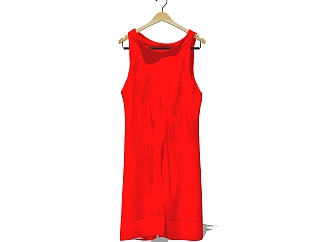 现代红色吊带裙免费su模型，服饰sketchup模型下载