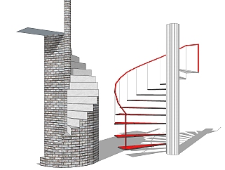 现代<em>螺旋楼梯</em>免费<em>su模型</em>，楼梯skp模型下载