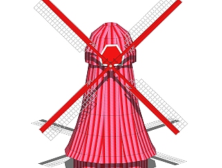 現代大型風車sketchup模型，風車草圖大師模型下載