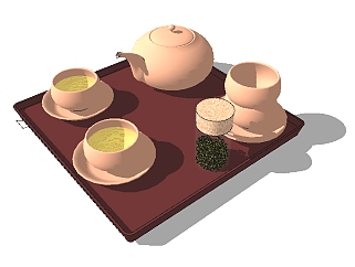 <em>现代茶具</em>草图大师模型，茶具sketchup模型