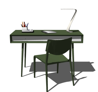 现代书桌草图大师模型下载、现代书桌su模型下载