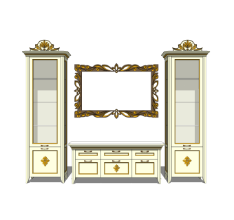 欧式电视柜草图大师模型，电视柜SKP模型下载