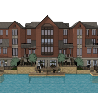 欧式联排别墅SU模型，联排别墅SKP模型下载