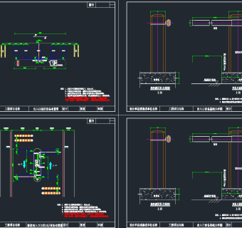 原创道闸车检器抓拍机LED终端监控设备立杆，监控设备CAD施工图纸下载