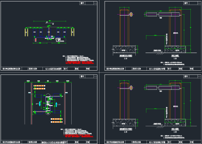 原创道闸车检器抓拍机LED终端监控设备立杆，监控设备CAD施工图纸下载