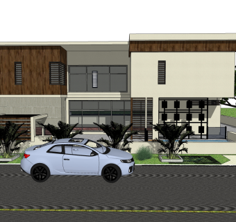 现代风格别墅草图大师模型下载，别墅SKP模型下载