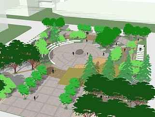 现代公园景观草图大师模型，公园sketchup模型免费下载