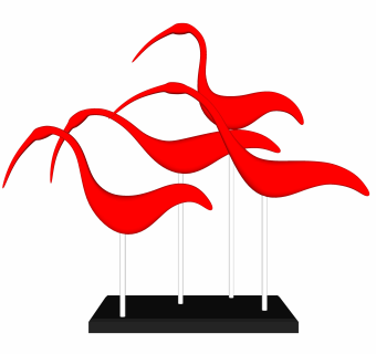 现代鹤型饰品skp模型，饰品sketchup模型下载