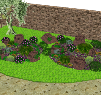 花园绿地sketchup模型，园林景观植物skp文件下载