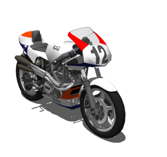 现代摩托车免费su模型，摩托车sketchup模型下载
