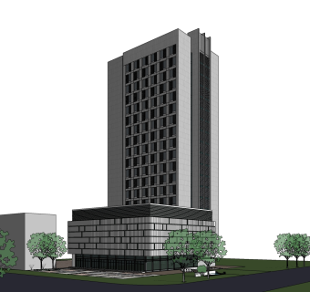 现代高层办公楼草图大师模型，高层办公楼sketchup模型免费下载