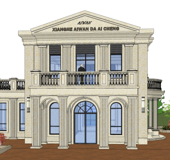 欧式别墅外观草图大师模型，SU模型免费下载