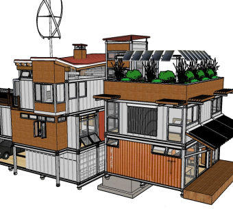 现代集装箱草图大师模型，集装箱sketchup模型下载