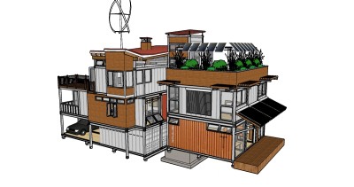 现代集装箱草图大师模型，集装箱sketchup模型下载