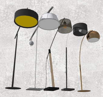 现代卧室落地灯组合su模型下载、卧室落地灯组合草图大师模型下载